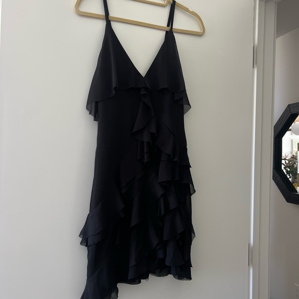 Elegant Black Ruffle Alice + Olivia Mini Dress
